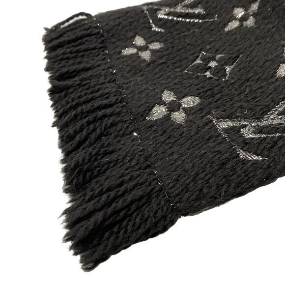 LOUIS VUITTON Echarpe Logomania Shine  Noir IS0198 Scarf 468-090225 - Picture 5 of 7